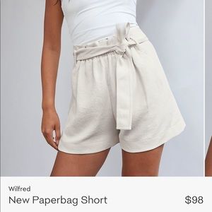 ARITZIA PAPERBAG SHORT// BNWT// SIZE 0 or XS.